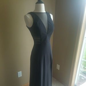 Morgan & Co Juniors' Illusion Front-Slit Gown